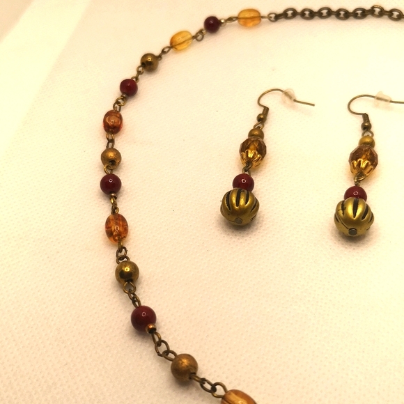 Handmade bronze tone beaded toggle heart set - Picture 4 of 5